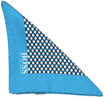 BOSS Heren Zijden Zakdoekje met Logo (Turquoise) - maat