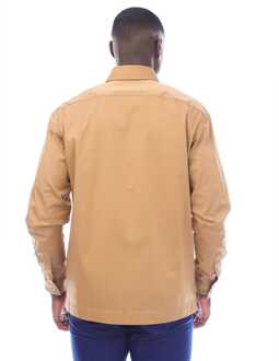 BOSS Herenhemd Boss P-Cory met meerdere zakken in beige