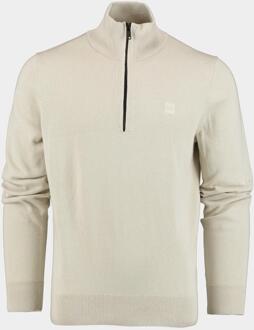 BOSS Kanobix Half Zip Trui Ecru Wit - M