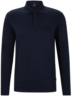 BOSS Lange Mouw Jersey Polo Shirt Boss , Blue , Heren - 2Xl,Xl,M,S
