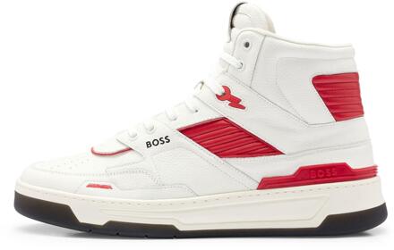 BOSS Leren heren Baltimore Trainers (Wit)