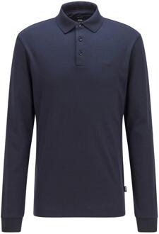 BOSS Longsleeve Polo Pado Donkerblauw