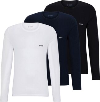 BOSS LS Shirts Heren (3-pack) zwart - blauw - wit