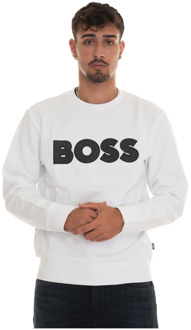 BOSS Maxi Logo Crewneck Sweatshirt Boss , White , Heren - 2Xl,Xl,L,M