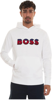 BOSS Maxi Logo Hoodie Boss , White , Heren - 2Xl,Xl,M