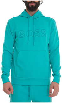 BOSS Maxi Logo Hoodie met Kangoeroezakken Boss , Blue , Heren - 2Xl,L,M