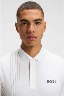 BOSS Men's Boss Active Quick Dry Polo Shirt with Check Artwork in White - L