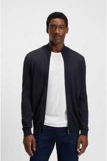 BOSS Men's Boss Balonso Zip-Up Cardigan in Dark Blue - maat 2XL Blauw