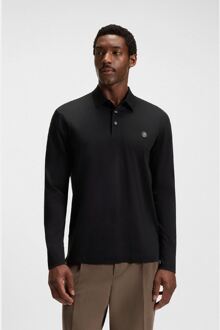 BOSS Men's Boss C-Paley 01 Long Sleeve Polo Shirt in Black Zwart - M