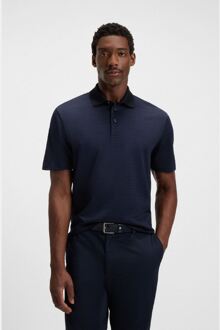 BOSS Men's Boss H-Parris 102 Mercerised Cotton Polo Shirt in Dark Blue Blauw