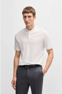 BOSS Men's Boss H-Pratt 120 Collarless Polo Shirt in White Wit - L