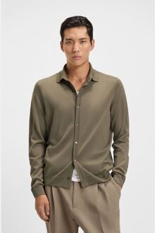 BOSS Men's Boss Helbert Regular Fit Shirt in Virgin Wool in Brown Bruin - L
