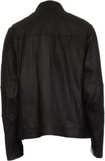 BOSS Men's Boss Josep1 Leather Biker Jacket in Black Zwart