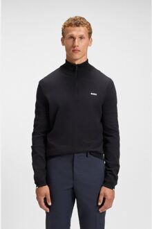 BOSS Men's Boss K Ever-X Zip Neck Cotton Sweater in Dark Blue Blauw - L