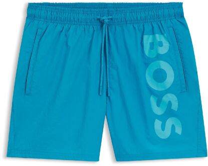 BOSS Men's Boss Octopus Logo Print Swim Shorts in Turquoise