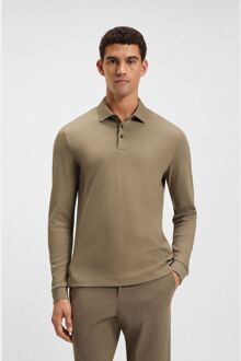 BOSS Men's Boss Pado 30 Long Sleeve Polo Shirt in Brown Bruin - 6XL