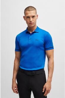 BOSS Men's Boss Paule Interlock Cotton Slim Fit Polo Shirt in Blue Blauw - L