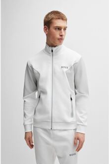 BOSS Men's Boss Skaz 1 Cotton Blend Zip Up Sweatshirt in White Wit - M