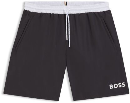 BOSS Men's Boss Starfish Logo Print Swim Shorts in Grey - maat Grijs