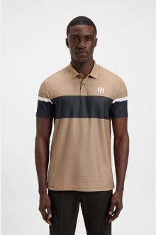 BOSS Men's Boss The Open 25 Paddy Grid Pattern Polo Shirt in Beige - L