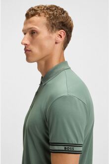 BOSS Men's Boss Zone Stripe Cuff Polo Shirt in Green Groen - M