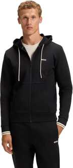 BOSS Men's Boss Zone Stripe Detail Zip Up Hoodie in Black Zwart - M