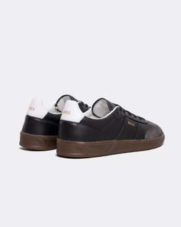 Boss Orange Brandon heren schoenen van leer en suède met in reliëf aangebrachte logo's Zwart - EU 44.5 / UK 10