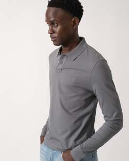 Boss Orange Passant Lange Mouwen Polo Shirt in Grijs