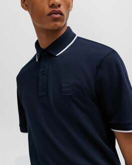 Boss Orange Passertip Heren Korte Mouw Polo Shirt Met Getipte Kraag - maat 2XL Donkerblauw