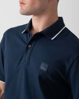 Boss Orange Passertip Heren Poloshirt met Korte Mouwen en Tipped Collar Blauw
