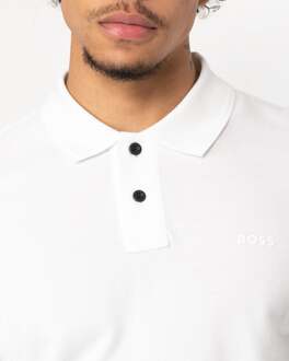 Boss Orange Prime Heren Katoen-Piqué Polo Shirt met Logo Print NOS Wit - 2XL