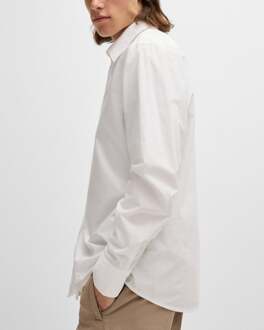 Boss Orange Relegant 6 Heren Regular-Fit Shirt van Katoen Poplin met Kent Kraag - maat Wit