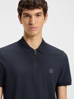 BOSS Passerzip Half Zip Polo Navy Blauw