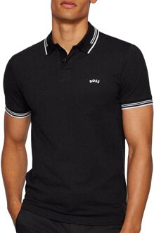 BOSS Paul Curved slim fit polo met getipte boorden Zwart - L