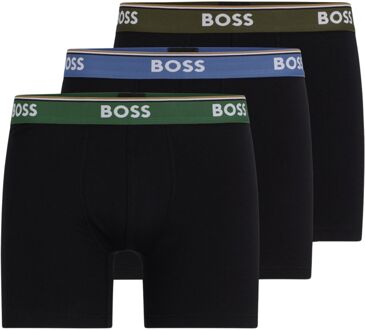 BOSS Power Boxershorts Heren (3-pack) zwart - groen - blauw - L