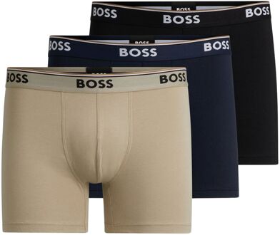 BOSS Power Brief Boxershorts Heren (3-pack) beige - navy - zwart - S