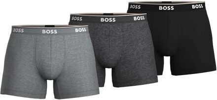 BOSS Power Brief Boxershorts Heren (3-pack) grijs - donker grijs - zwart - wit - S