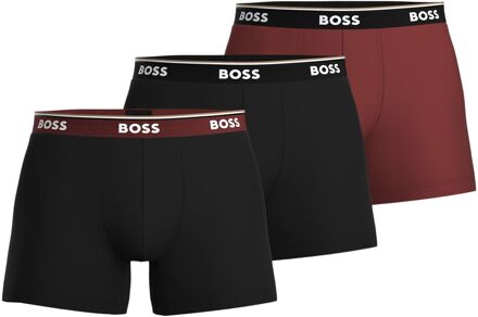 BOSS Power Brief Boxershorts Heren (3-pack) zwart - donkerrood - S