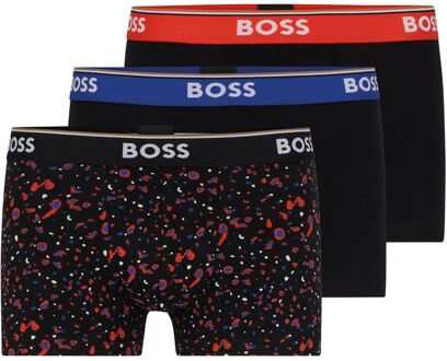BOSS Power Design Trunk Boxershorts Heren (3-pack) zwart - rood - blauw - M