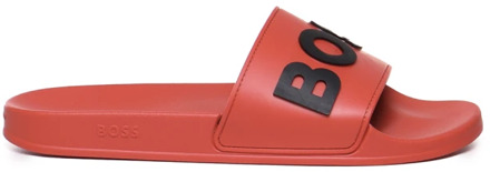 BOSS Rode Logo Sandalen Boss , Red , Heren - 41 Eu,40 EU