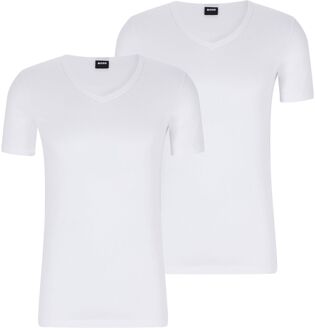 BOSS T-shirt V-hals modern slim fit 2-pack wit
