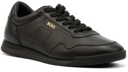 BOSS Titanium Leren Heren Sneakers Zwart