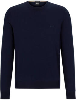 BOSS Trui Botto Wol Navy Donkerblauw