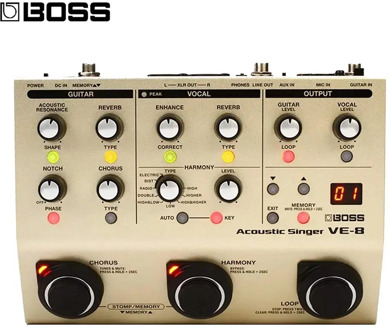 BOSS VE-8 Acoustic Singer Guitar Vocal Processor with 48V Phantom Power Bundle