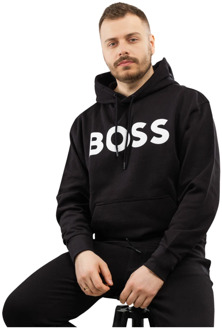 BOSS WeBasicHood Hoodie Heren zwart - wit - M