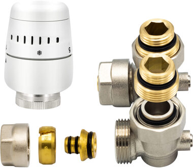 Boss & Wessing Aansluitset Radiator BWS Talia H-Blok Voor Muuruitgang M30-1/2M-16/2 Wit