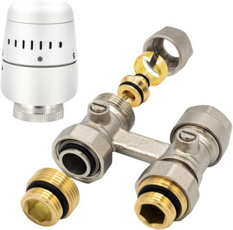 Boss & Wessing Aansluitset Radiator BWS Talia H-Blok Voor Vloeruitgang M30-1/2M-16/2 Wit