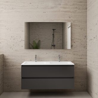 Boss & Wessing ACTIE BWS Badmeubel | Paris | Antraciet 120 cm | Hoogglans Wit Wastafel | 2 Kraangaten