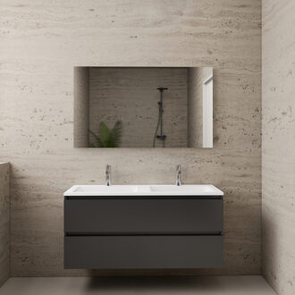 Boss & Wessing ACTIE BWS Badmeubel | Paris | Antraciet 120 cm | Hoogglans Wit Wastafel | 2 Kraangaten