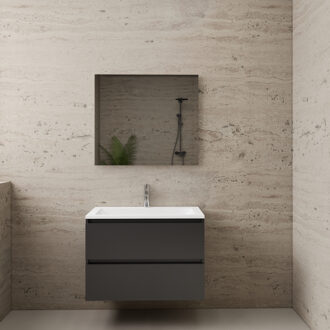 Boss & Wessing ACTIE BWS Badmeubel | Paris | Antraciet 80 cm | Mat Wit Wastafel | 1 Kraangat